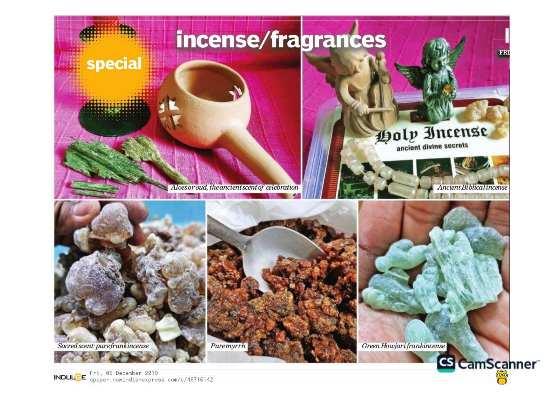 Frankincense varieties from newspaper article